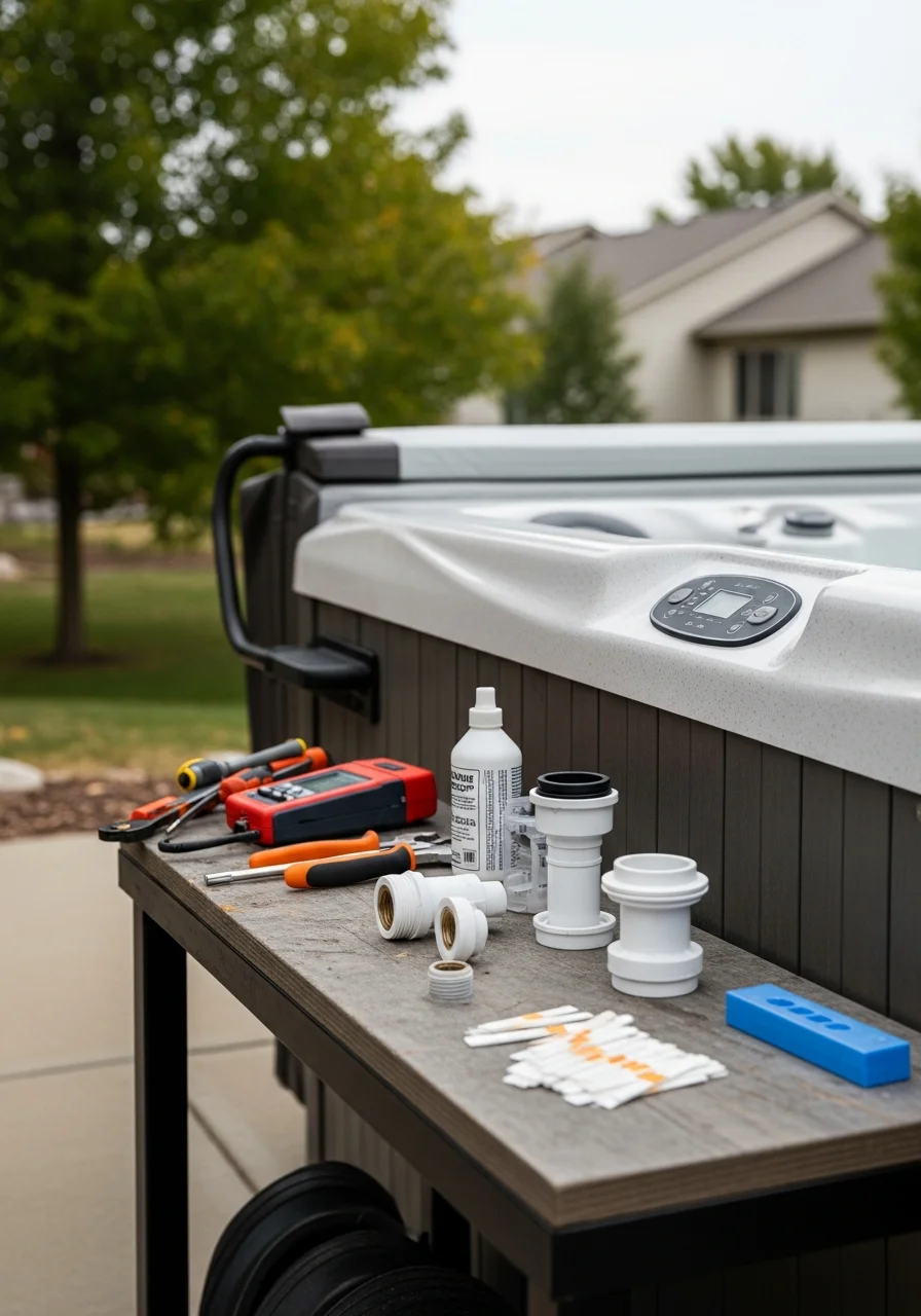Close-up of professional work being performed on a residential property exterior.